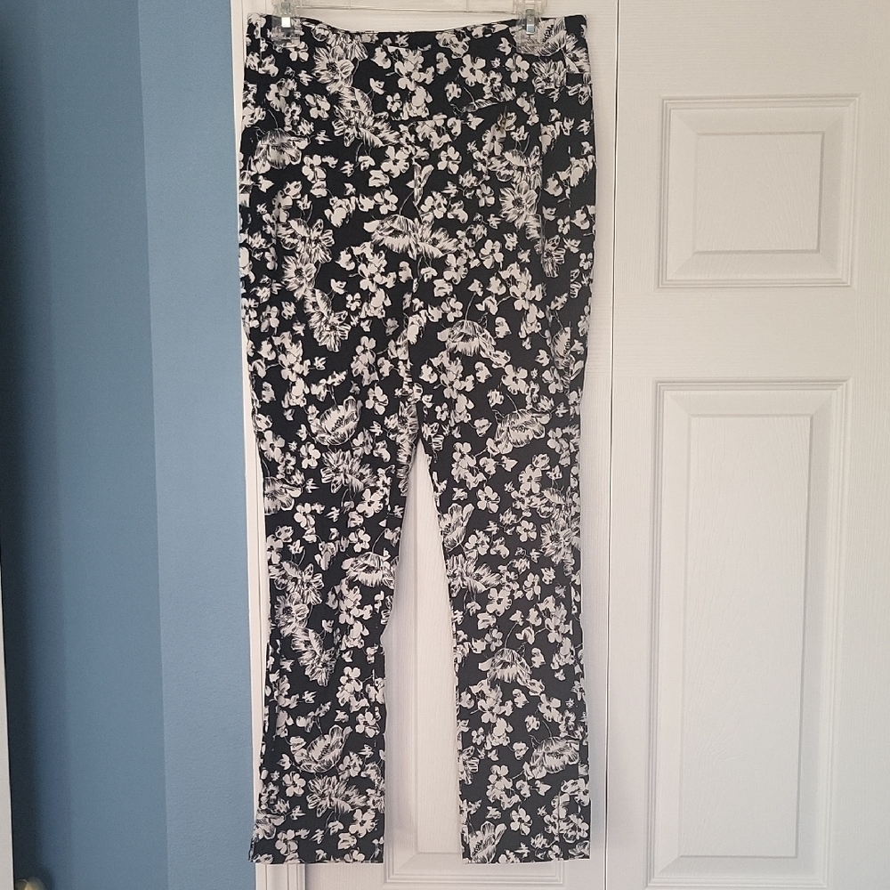 Floral Black and White Women's Pants